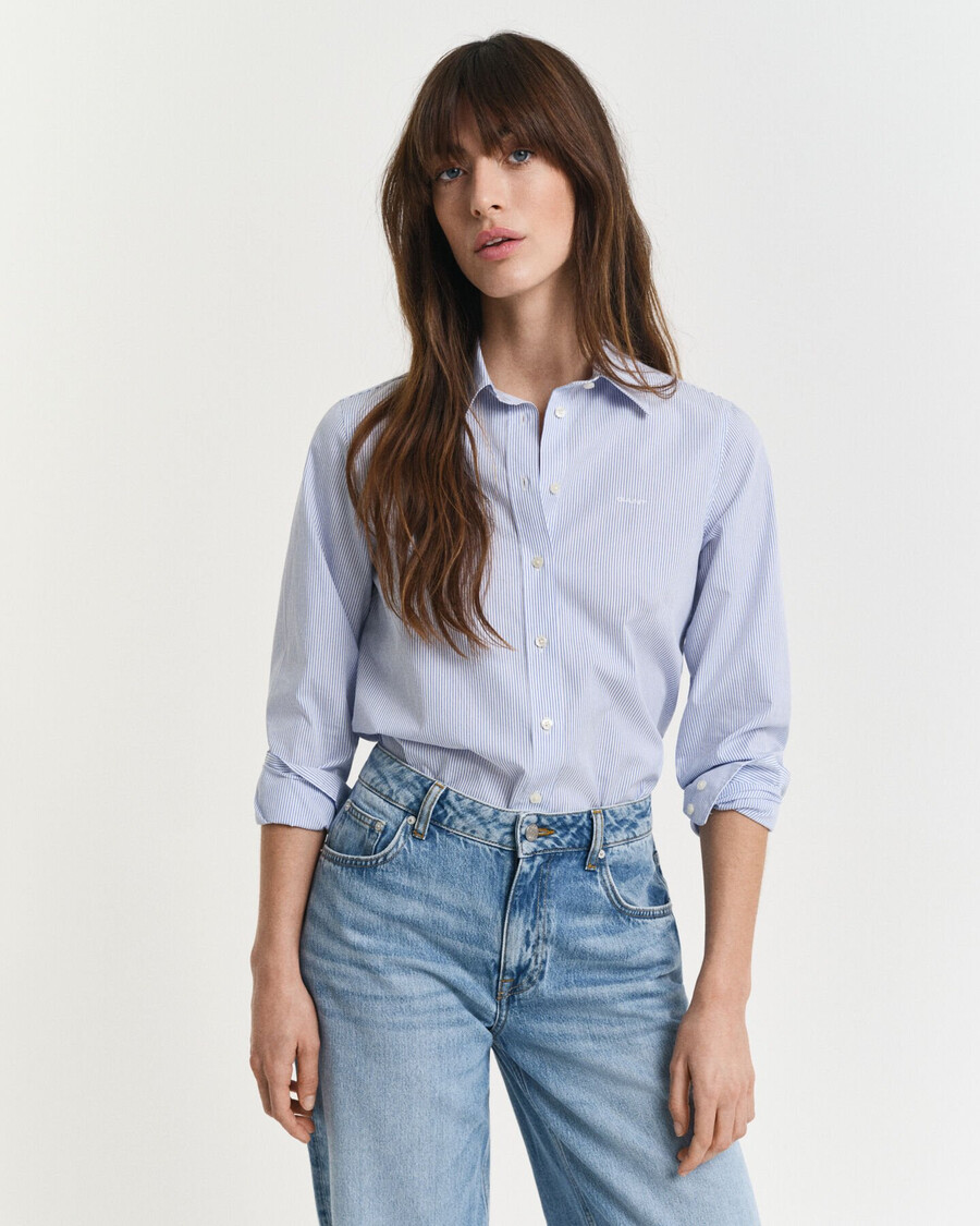 regular fit classic poplin striped shirt - perfect blue