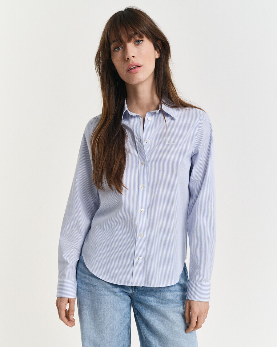 regular fit classic poplin striped shirt - perfect blue