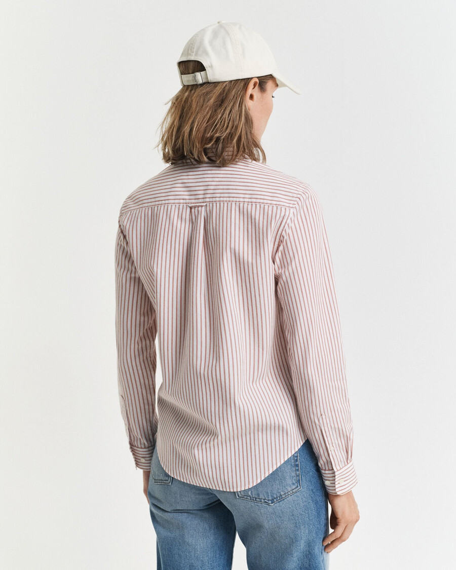 regular fit classic poplin striped shirt - salmon