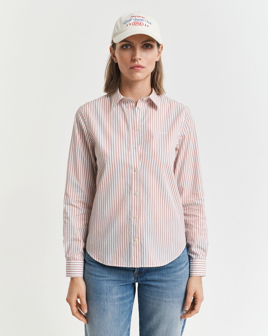 regular fit classic poplin striped shirt - salmon
