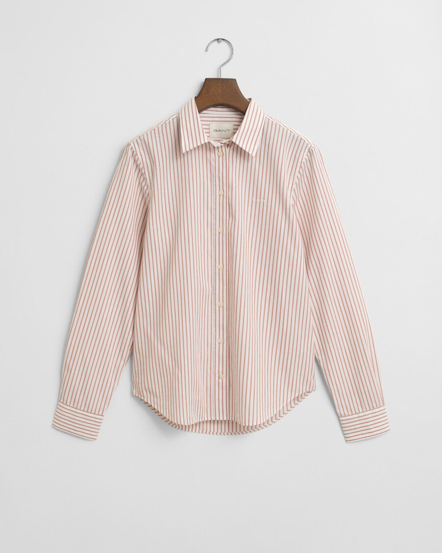 regular fit classic poplin striped shirt - salmon