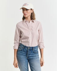 regular fit classic poplin striped shirt - salmon