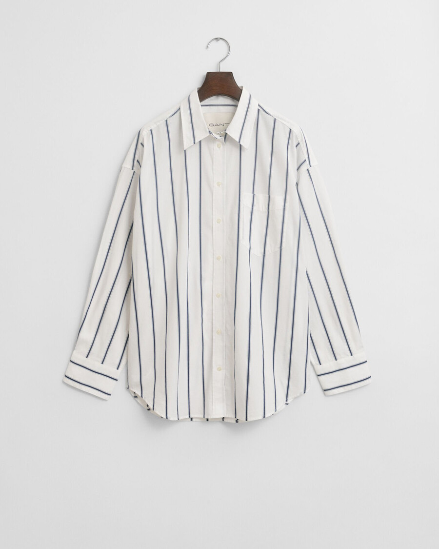 oversized classic striped poplin shirt - persian blue