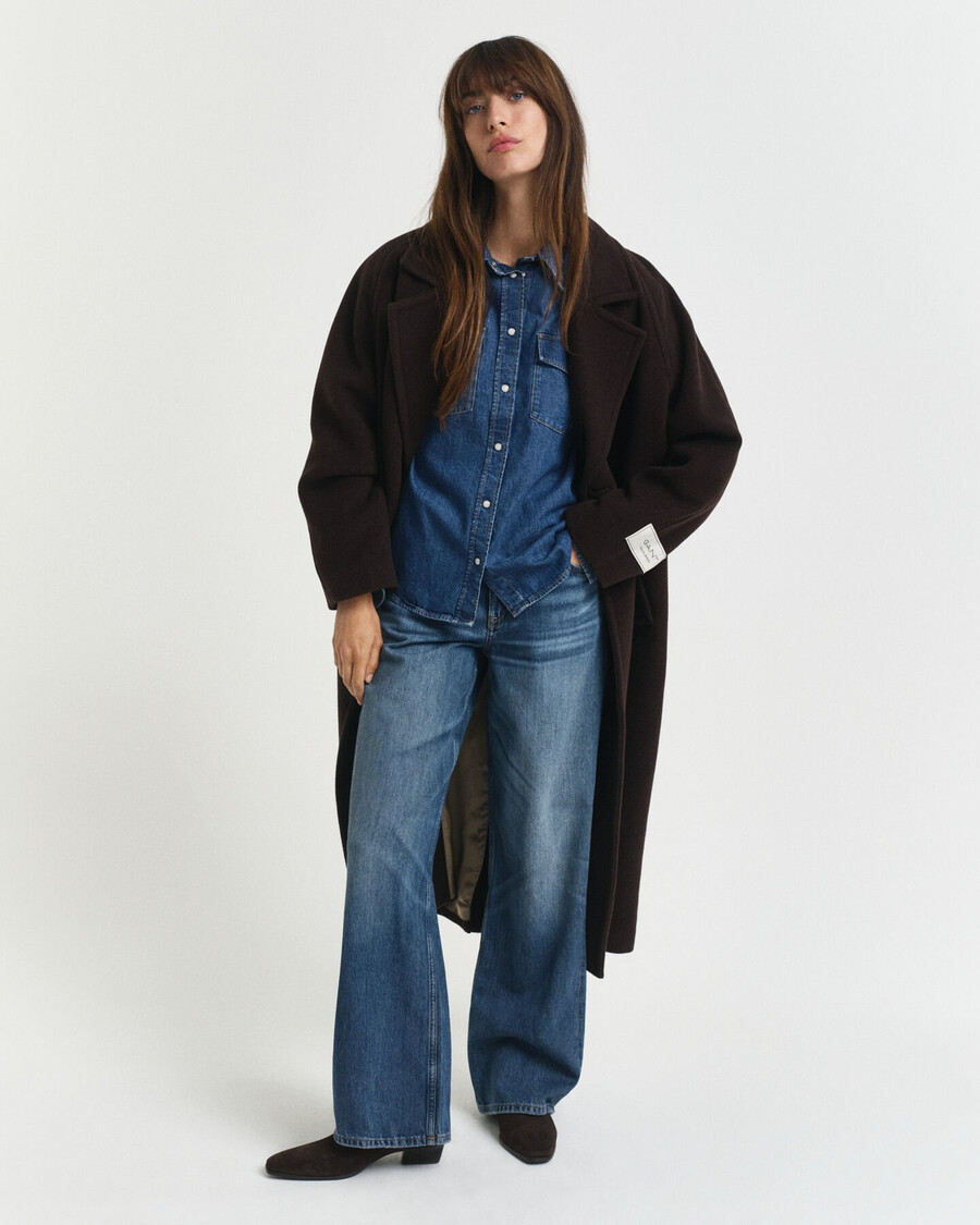 regular fit puff sleeve denim shirt - indigo