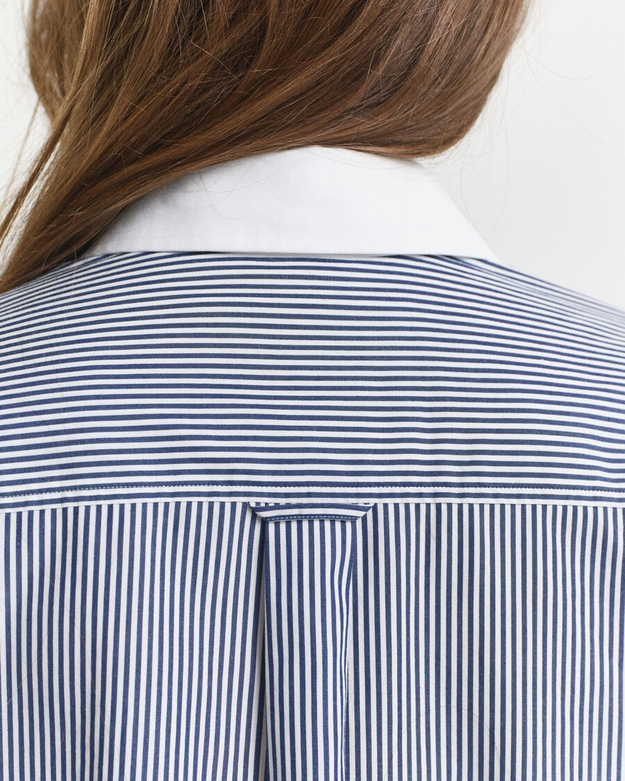 oversized contrast collar striped shirt - persian blue
