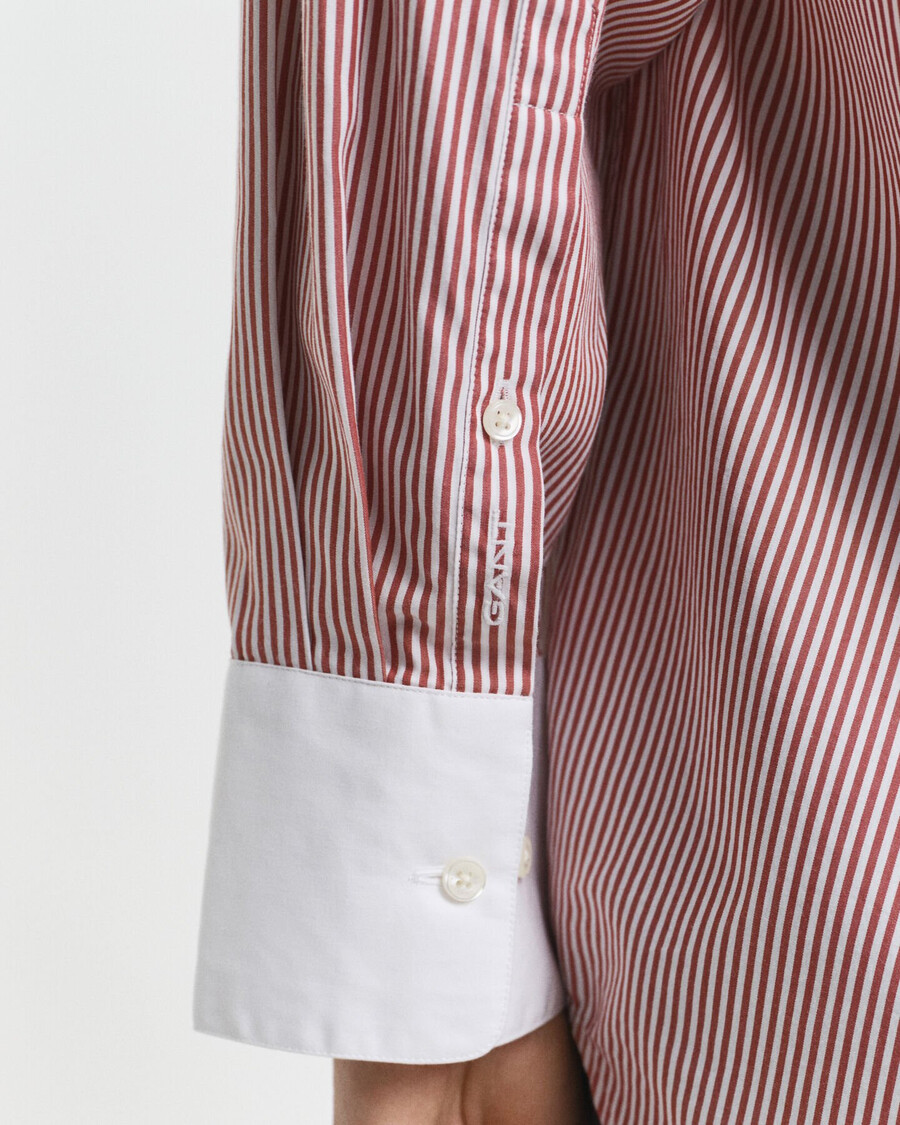 oversized contrast collar striped shirt - modern rust