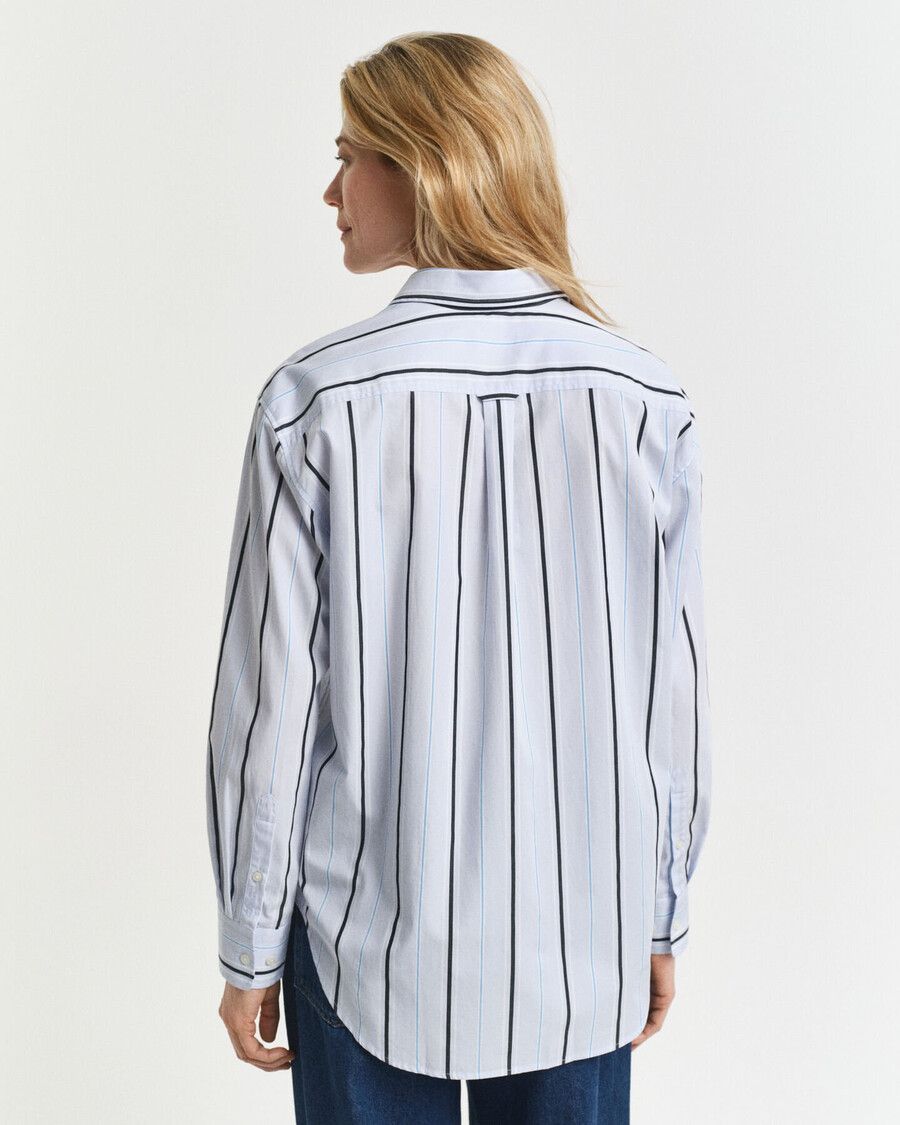 relaxed fit classic striped poplin shirt - light blue
