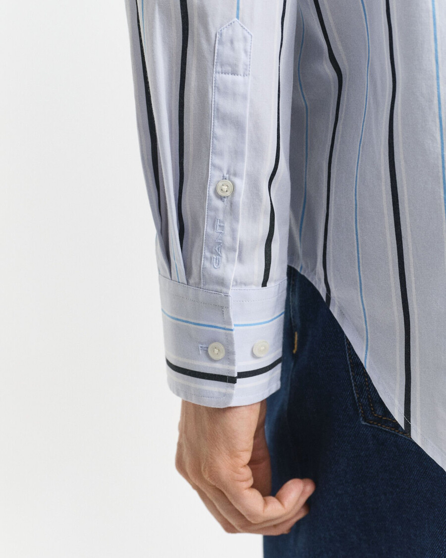 relaxed fit classic striped poplin shirt - light blue