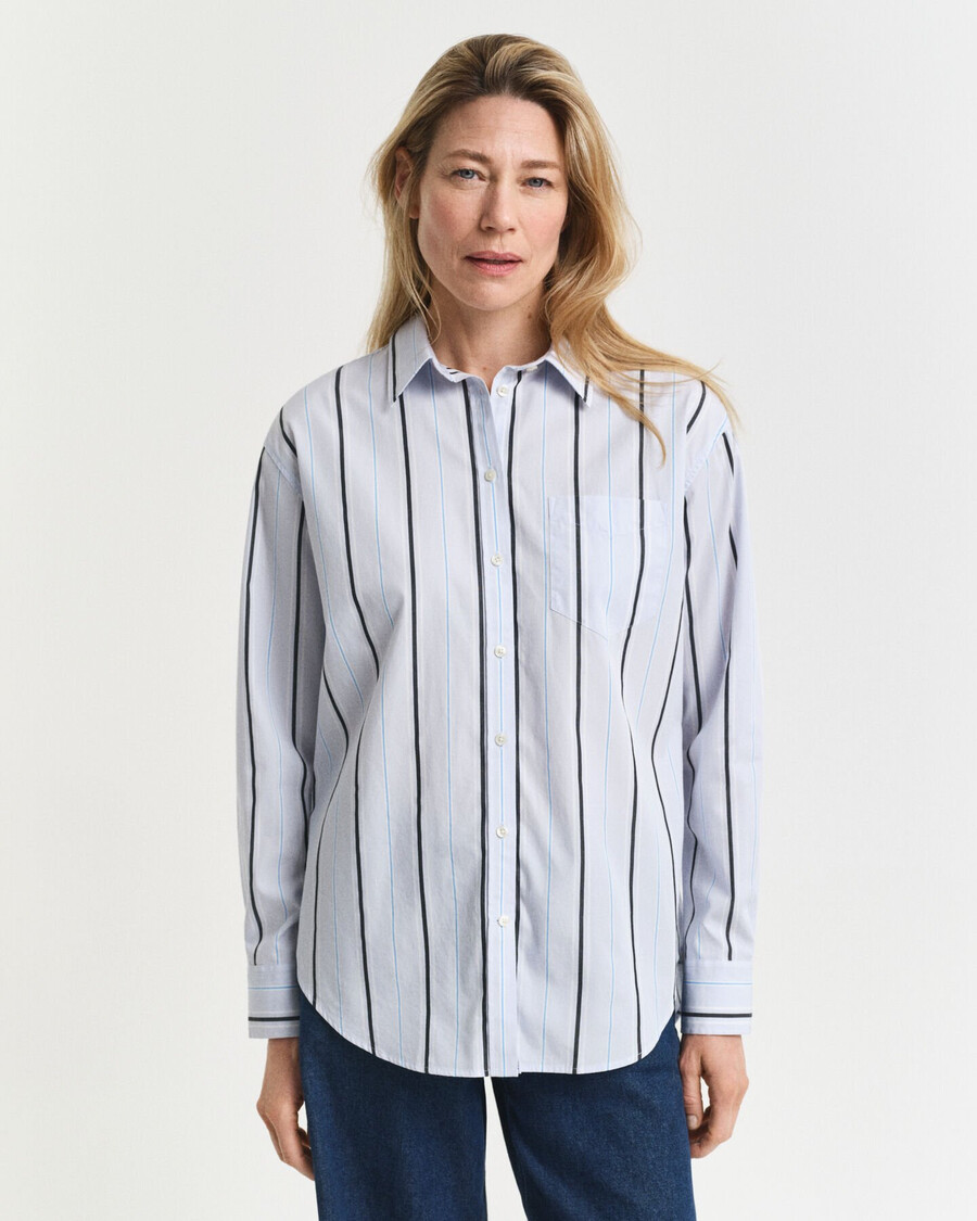 relaxed fit classic striped poplin shirt - light blue