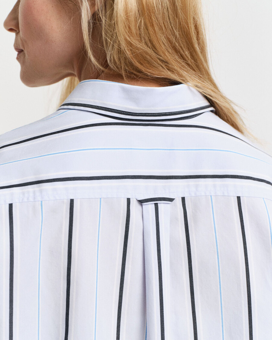 relaxed fit classic striped poplin shirt - light blue
