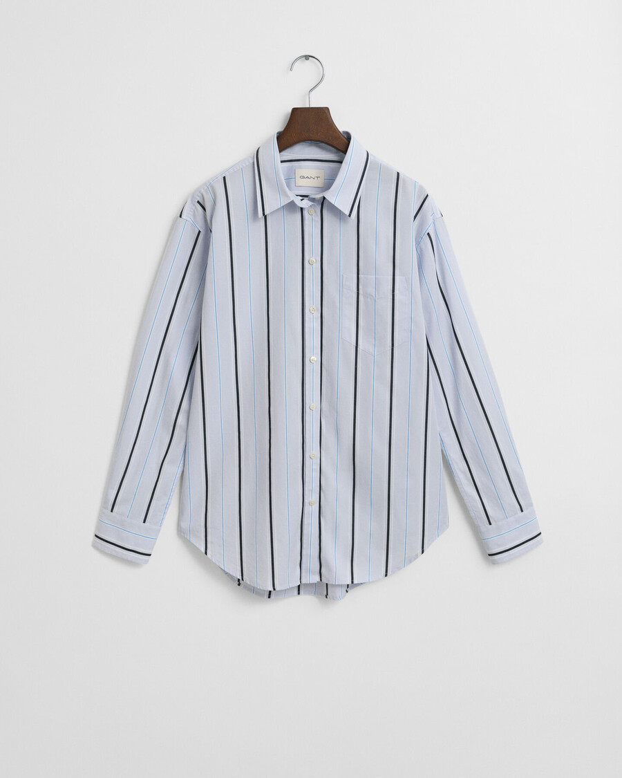 relaxed fit classic striped poplin shirt - light blue