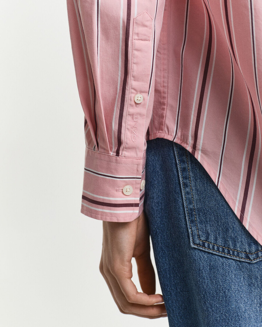 relaxed fit classic striped poplin shirt - summer rose