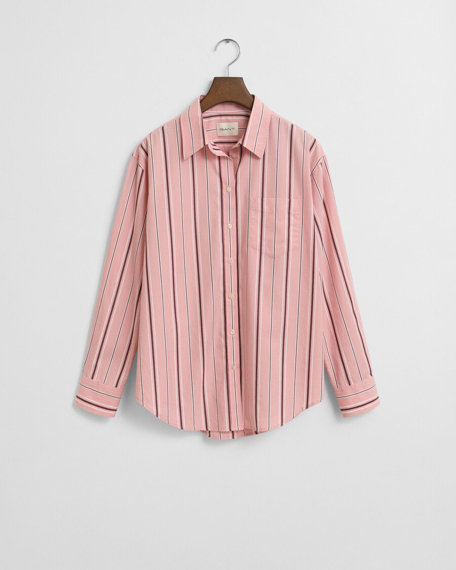 relaxed fit classic striped poplin shirt - summer rose