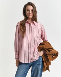 relaxed fit classic striped poplin shirt - summer rose