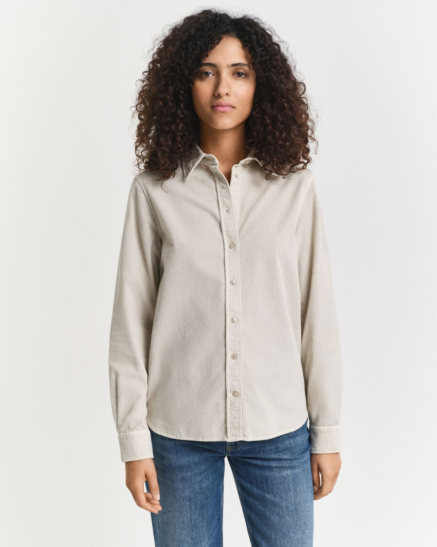 regular fit corduroy shirt - putty