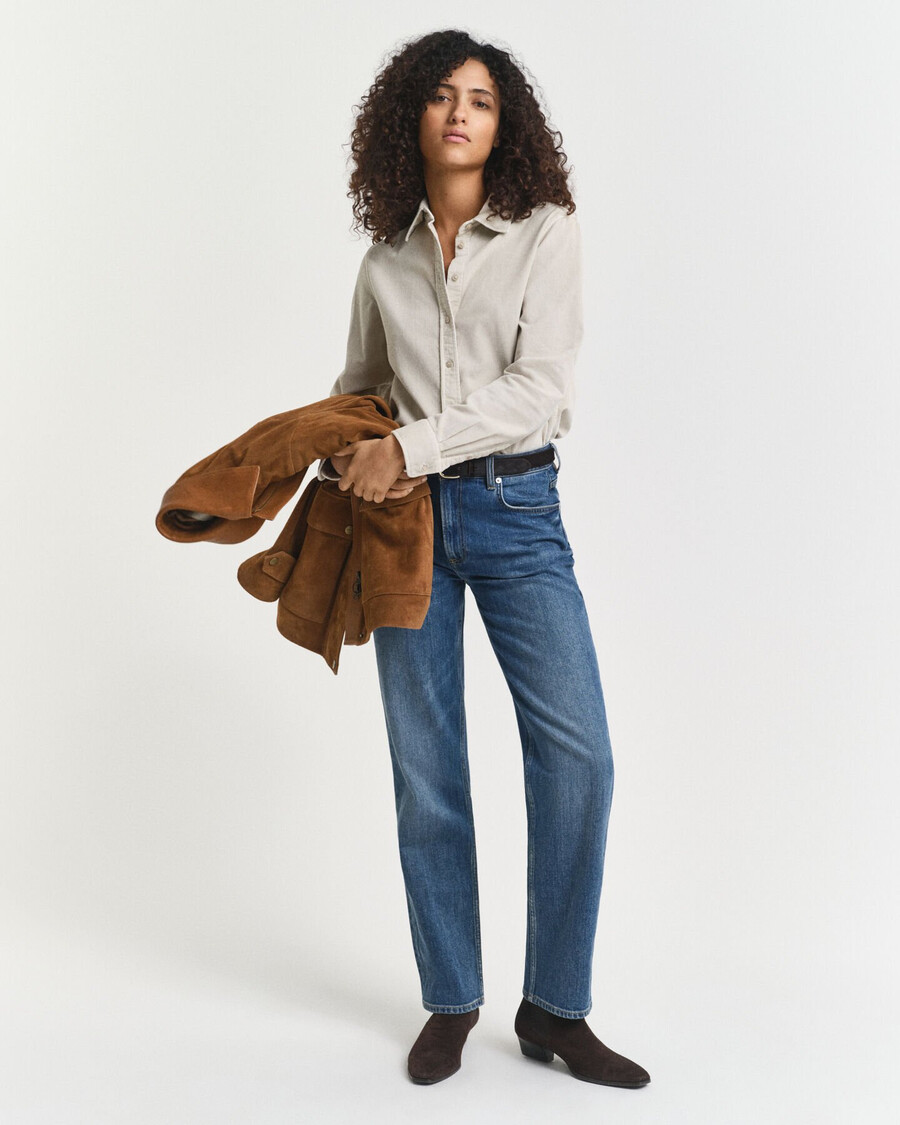 regular fit corduroy shirt - putty