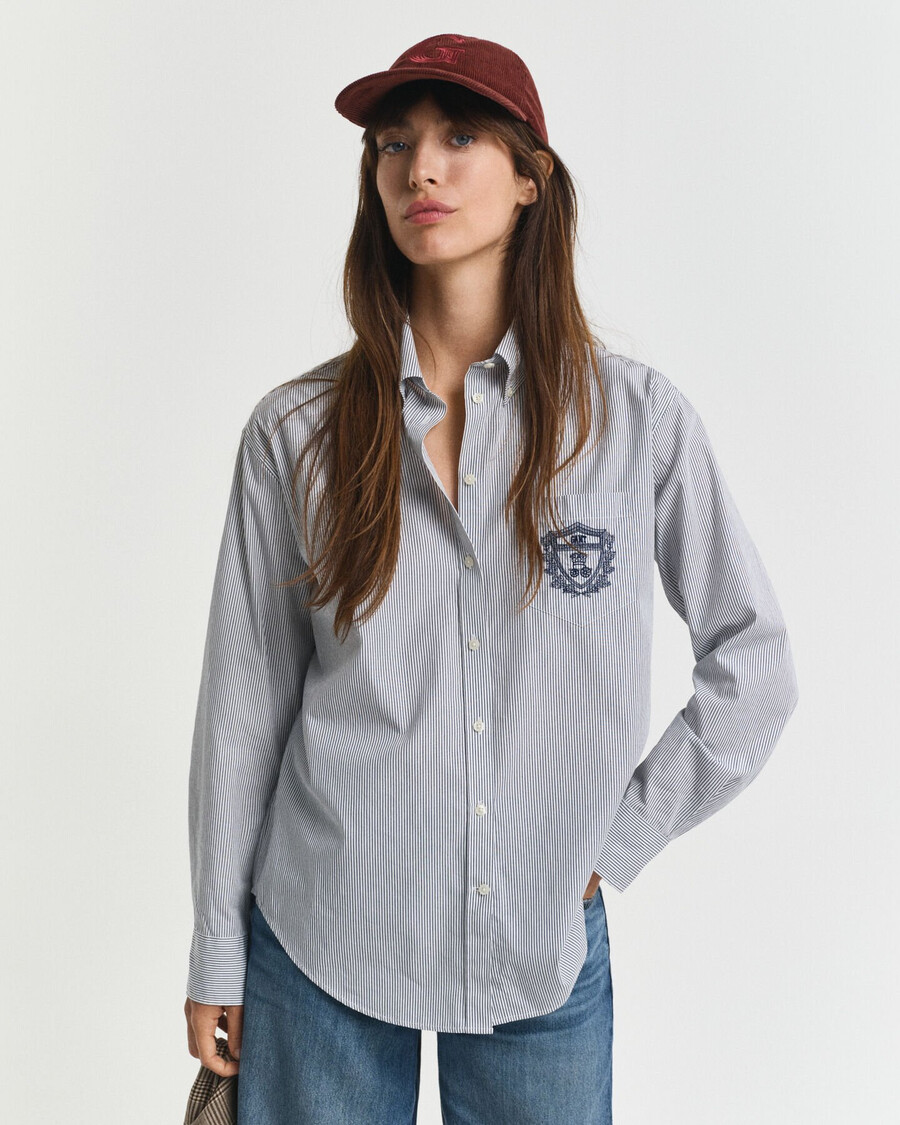 relaxed fit classic poplin graphic shirt - persian blue
