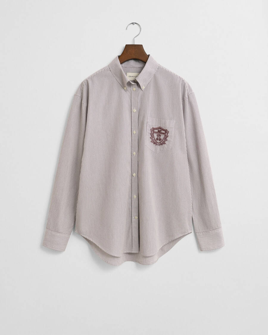 relaxed fit classic poplin graphic shirt - plum wine