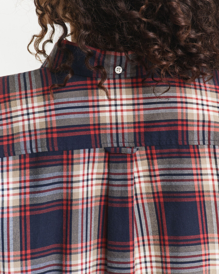 relaxed fit checked flannel shirt - evening blue