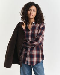 relaxed fit checked flannel shirt - evening blue