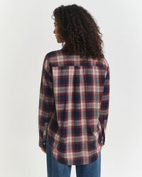 relaxed fit checked flannel shirt - evening blue