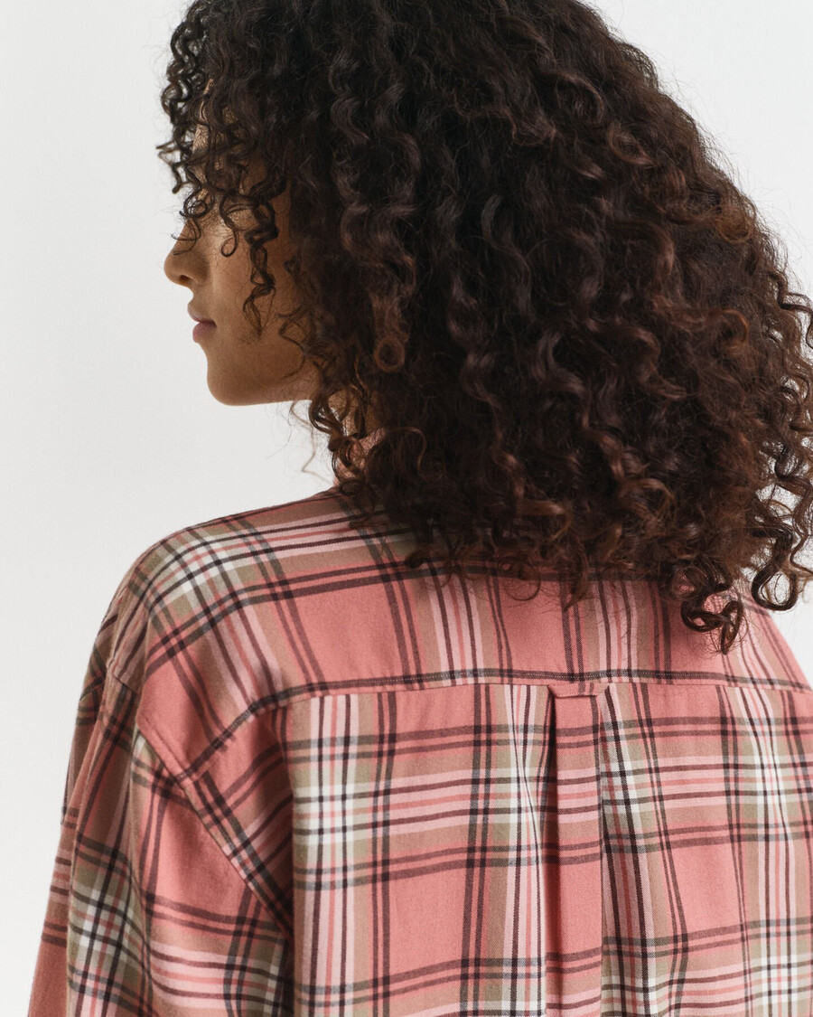 relaxed fit checked flannel shirt - faded brick