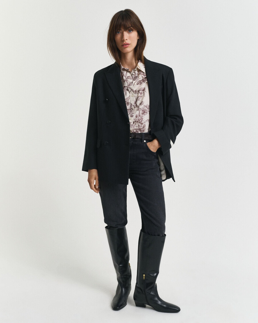 regular fit tree printed cotton voile shirt - plum wine