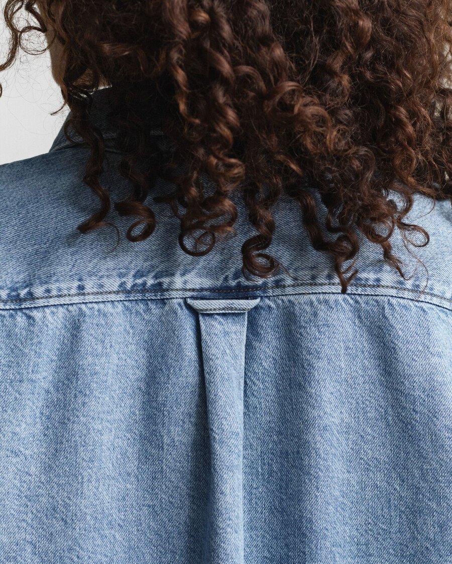 relaxed fit denim shirt - mid blue worn in