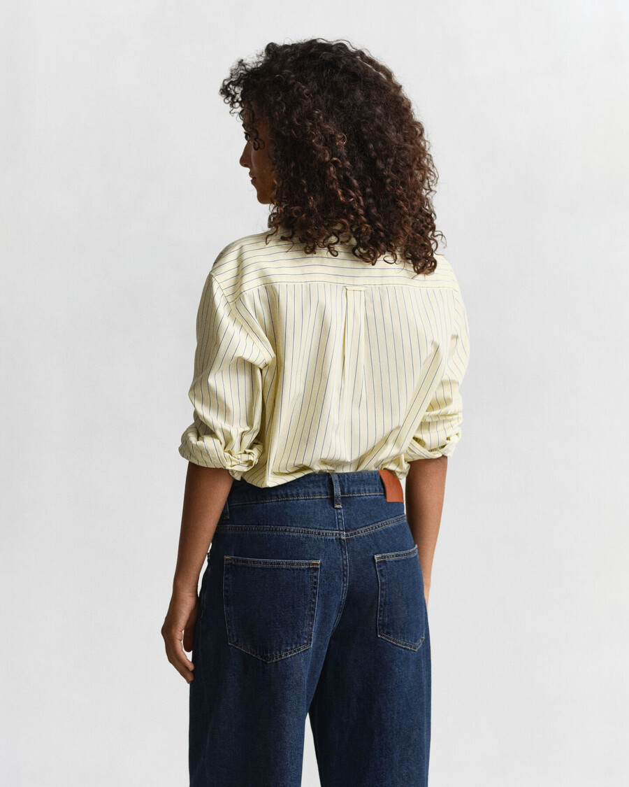 relaxed fit striped poplin shirt - vanilla yellow
