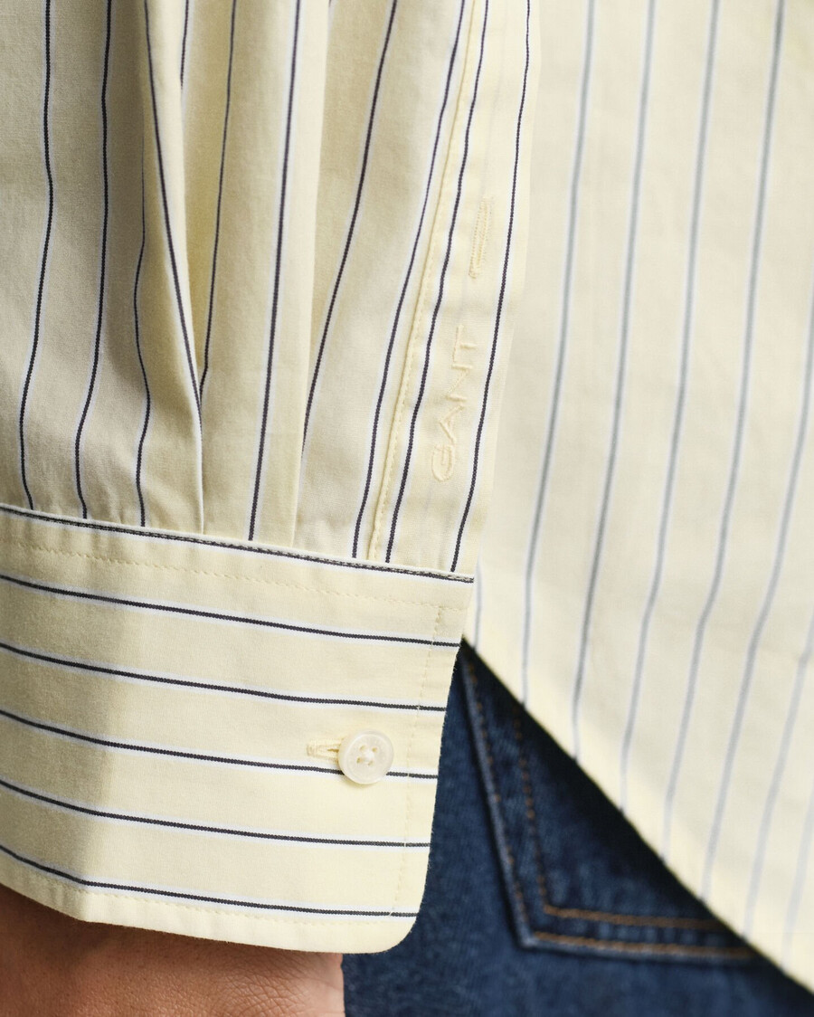 relaxed fit striped poplin shirt - vanilla yellow