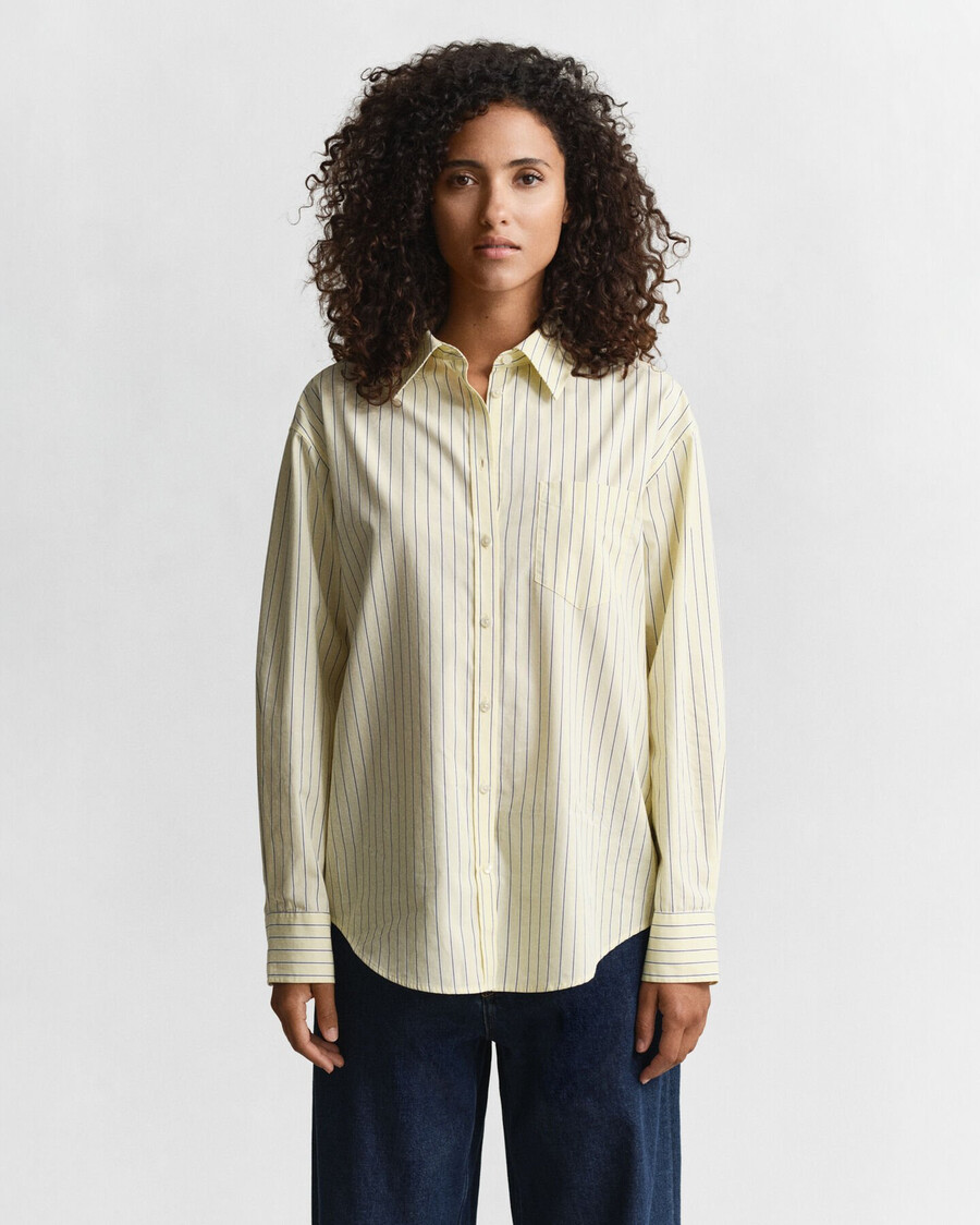 relaxed fit striped poplin shirt - vanilla yellow