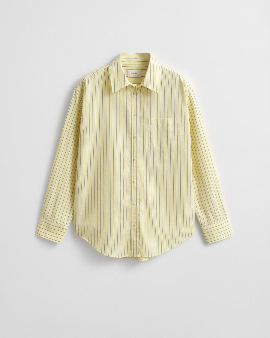 relaxed fit striped poplin shirt - vanilla yellow