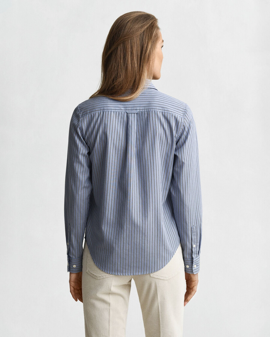 regular fit striped poplin shirt - faded denim