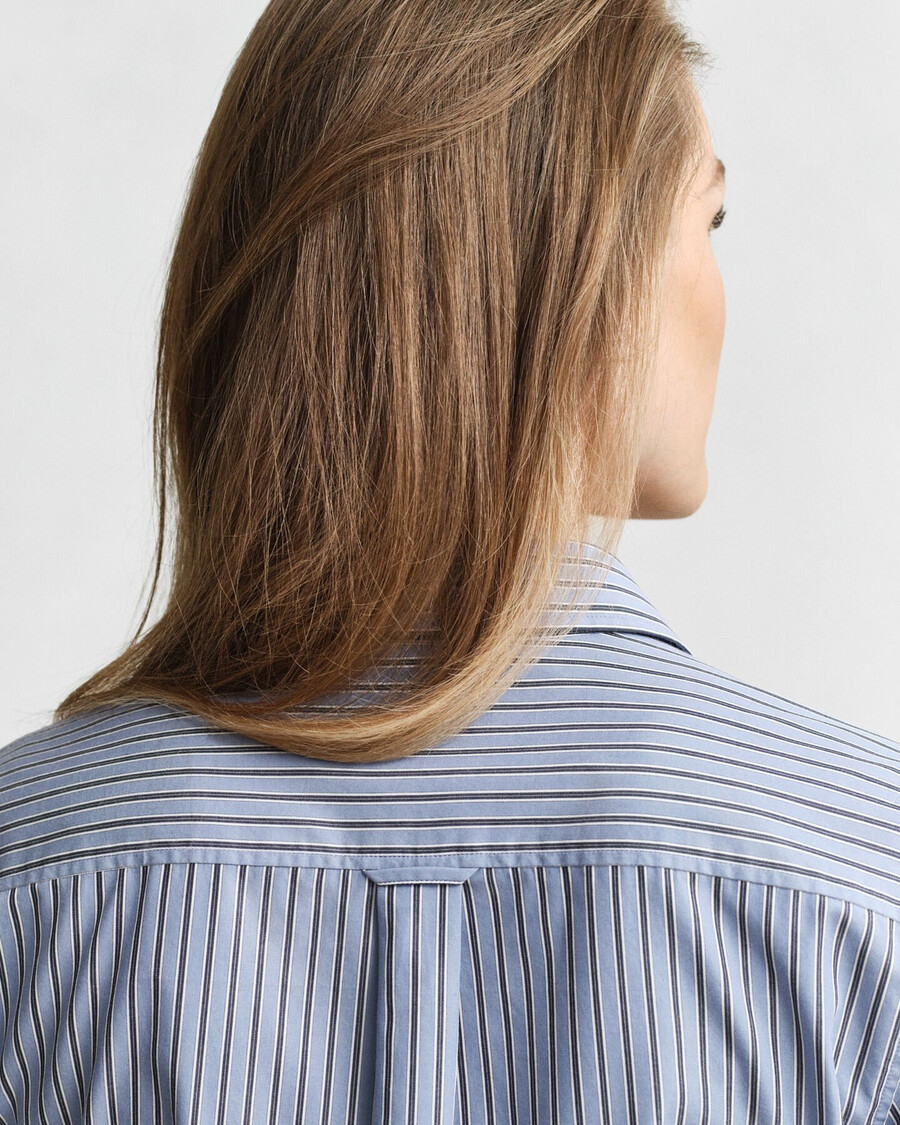 regular fit striped poplin shirt - faded denim