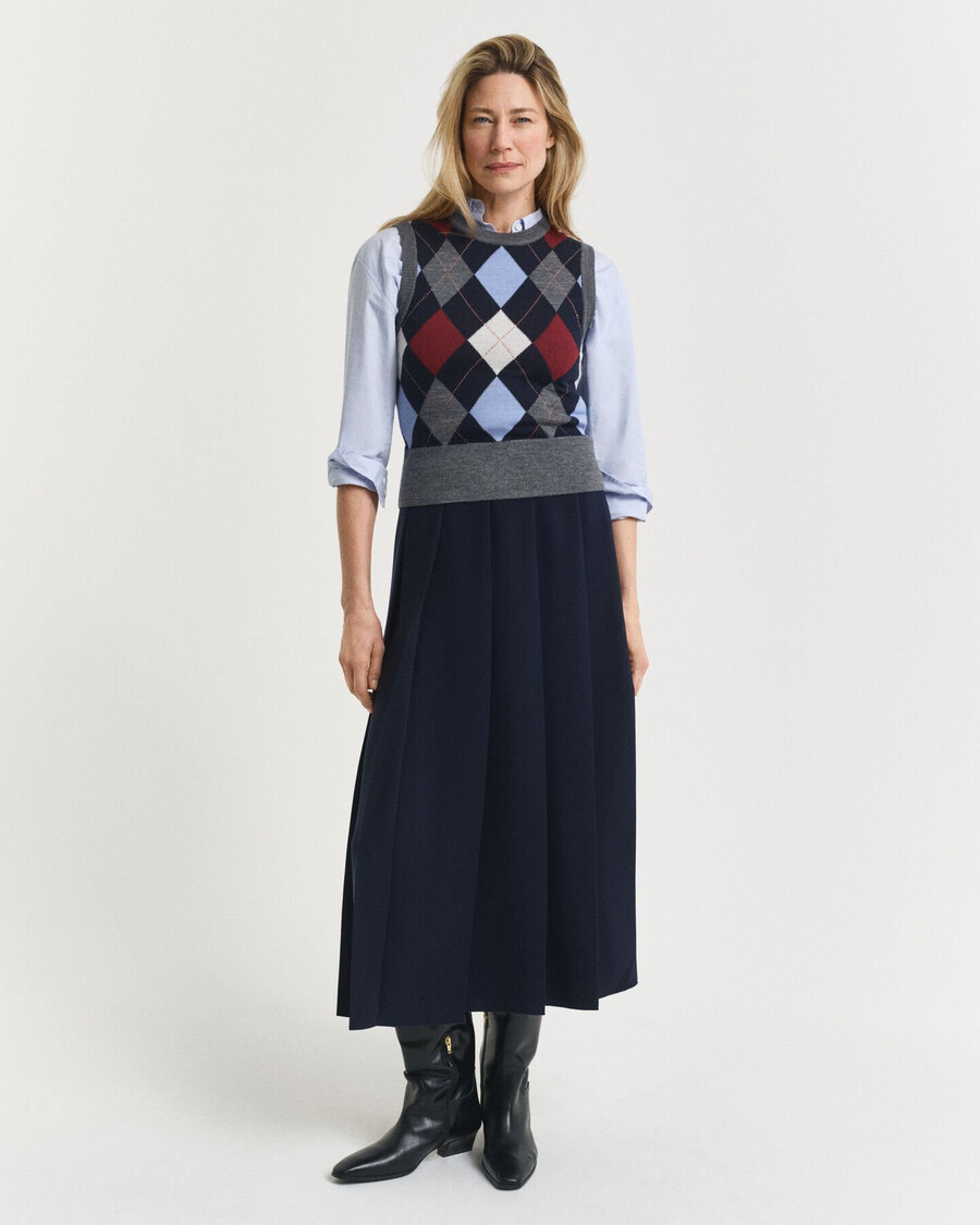 wide pleated midi skirt - evening blue