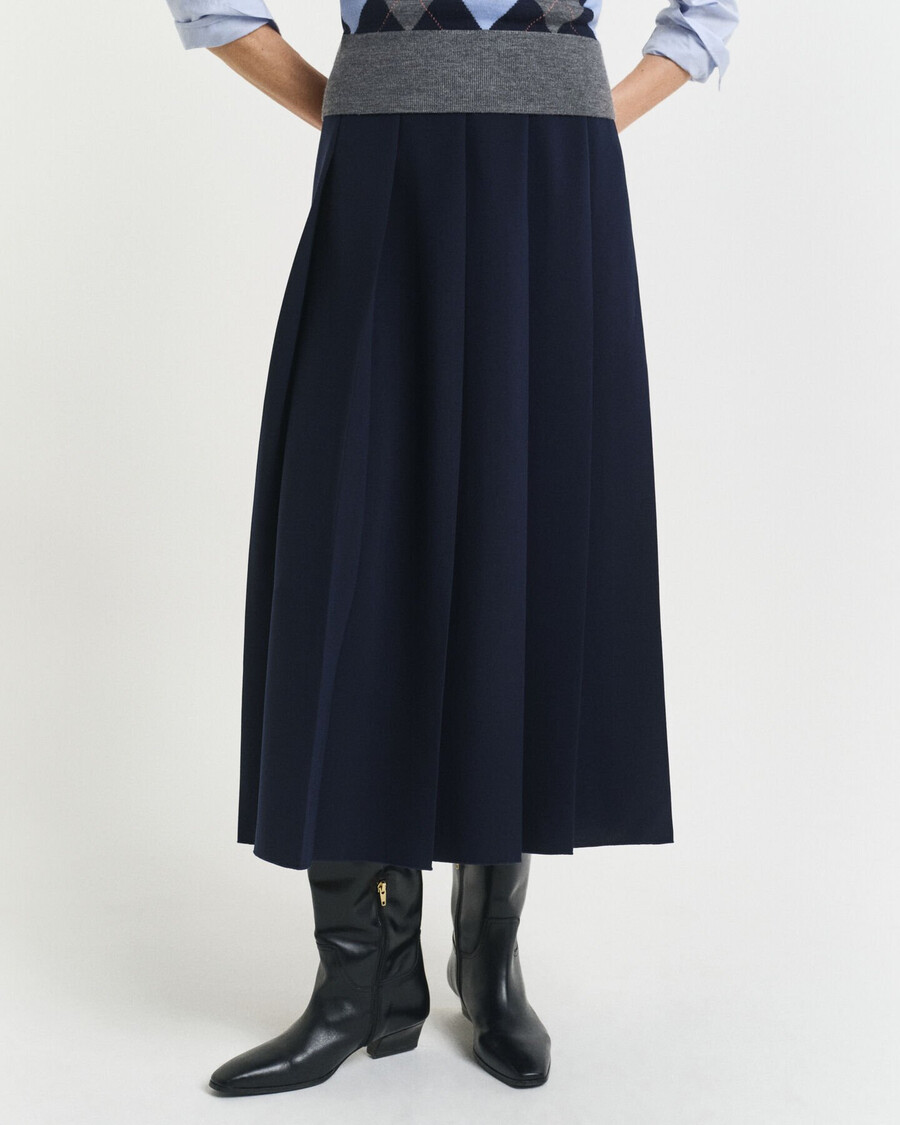 wide pleated midi skirt - evening blue