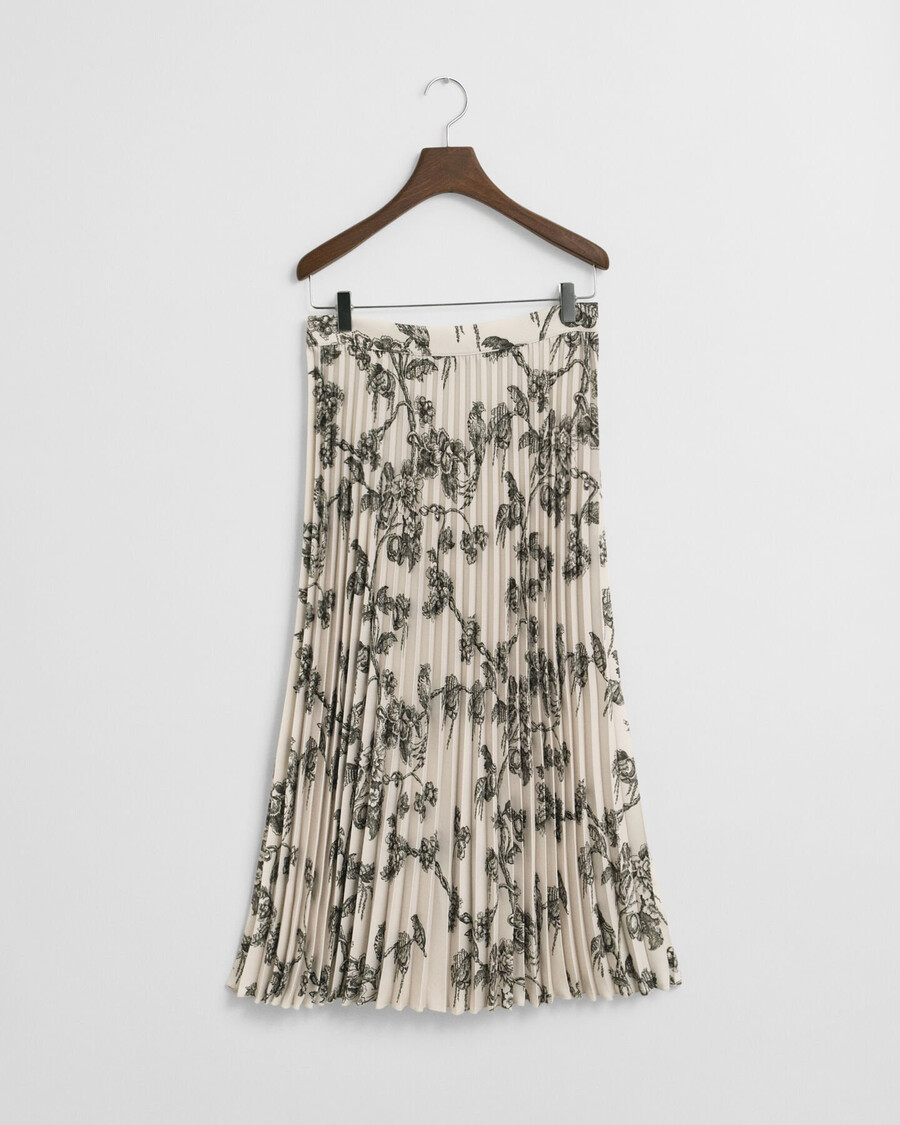 pleated tree printed midi skirt - dark moss green