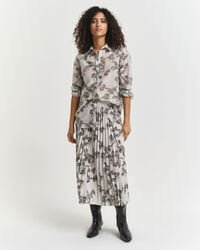 pleated tree printed midi skirt - dark moss green