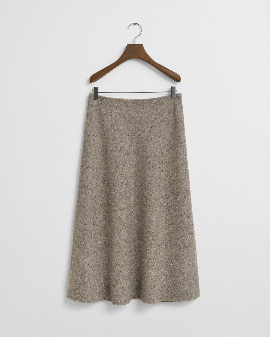 flared wool midi skirt - deep brown