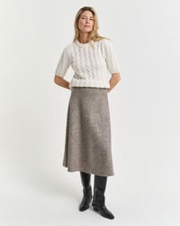 flared wool midi skirt - deep brown