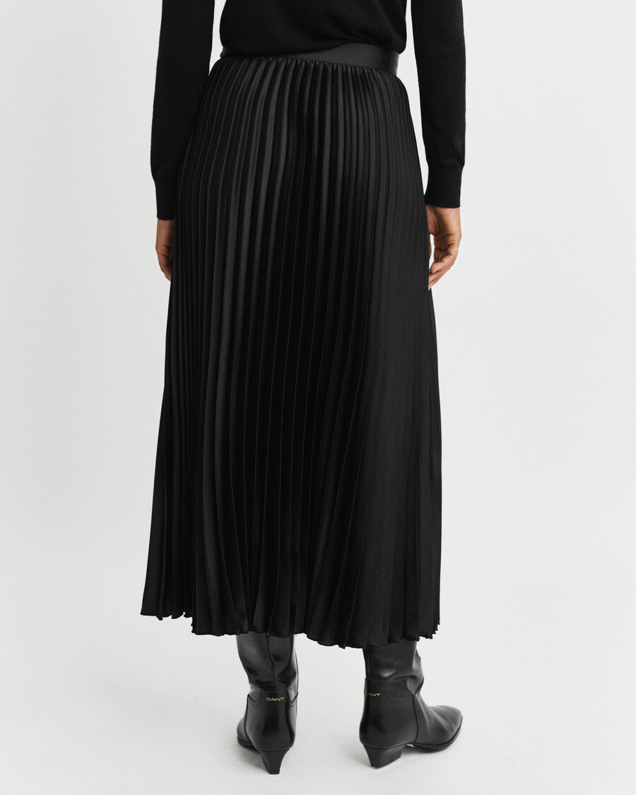 pleated sateen skirt - black