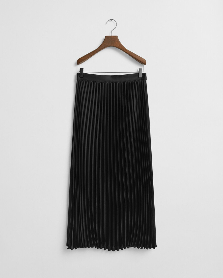 pleated sateen skirt - black