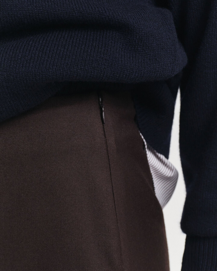 wool blend midi pencil skirt - deep brown