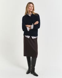 wool blend midi pencil skirt - deep brown
