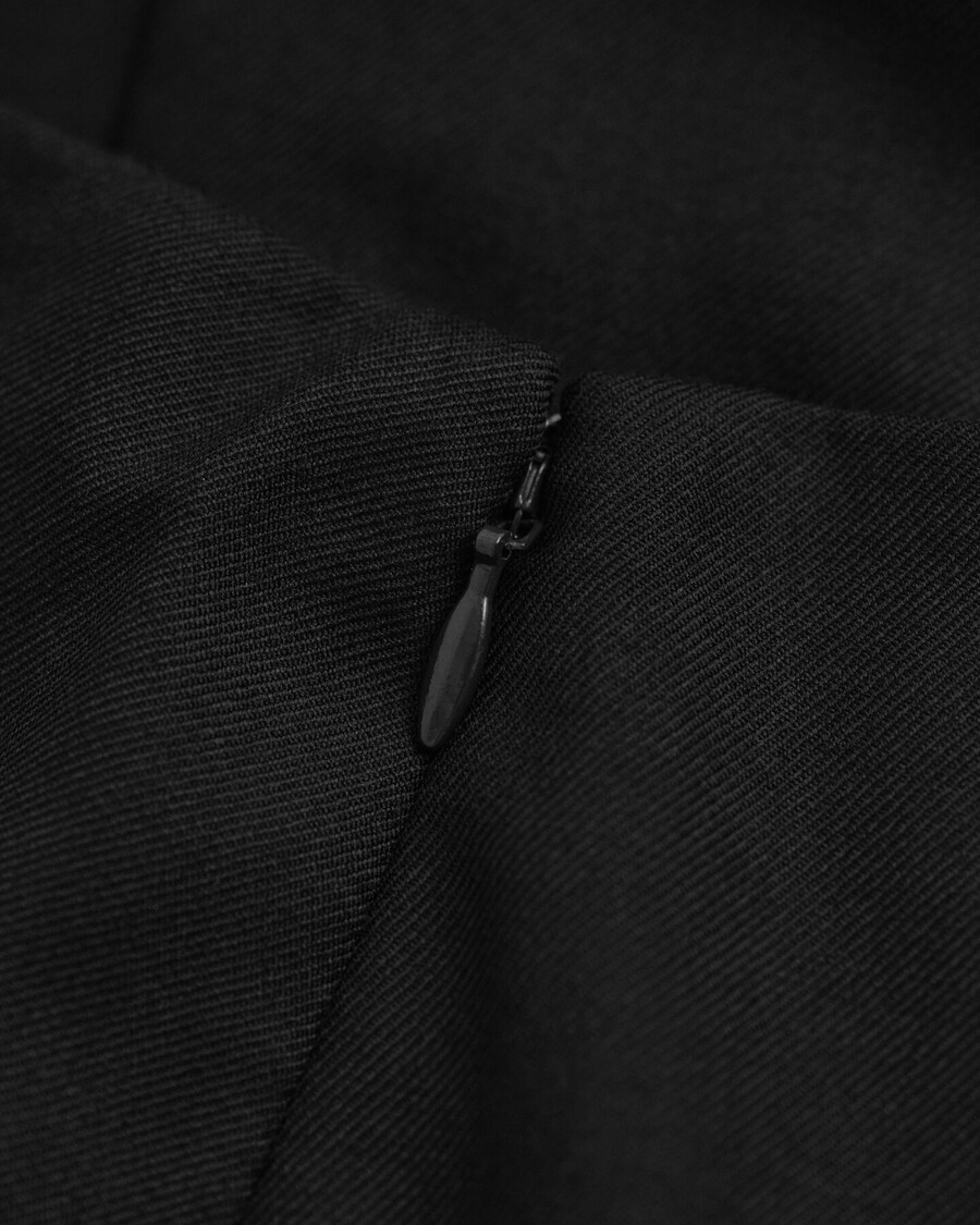 wool blend midi pencil skirt - black