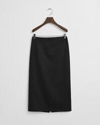 wool blend midi pencil skirt - black