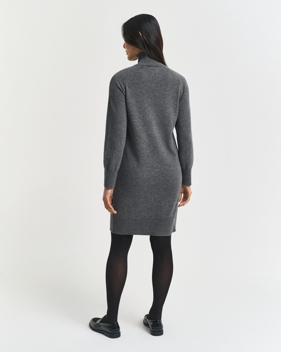 knitted superfine lambswool dress - charcoal melange