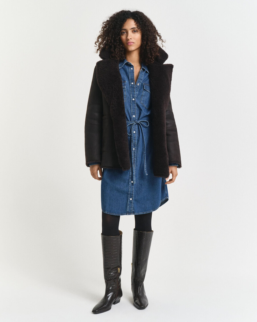puff sleeve denim dress - indigo