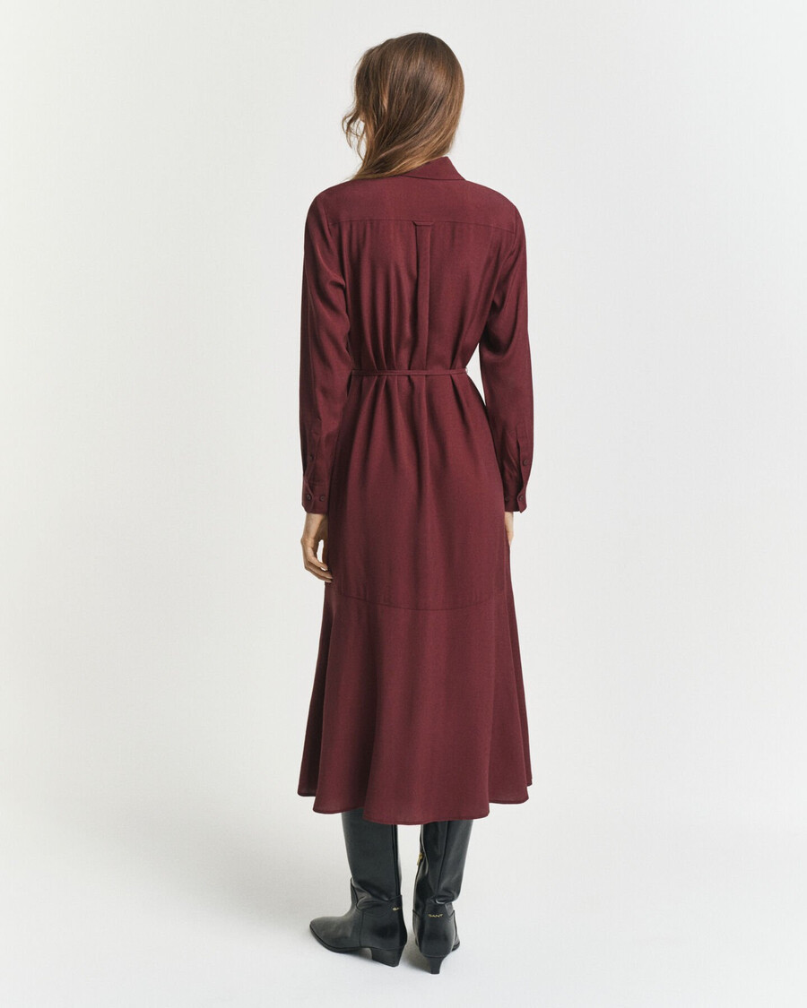 midi viscose shirt dress - plum wine