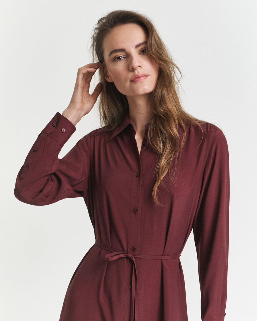 midi viscose shirt dress - plum wine